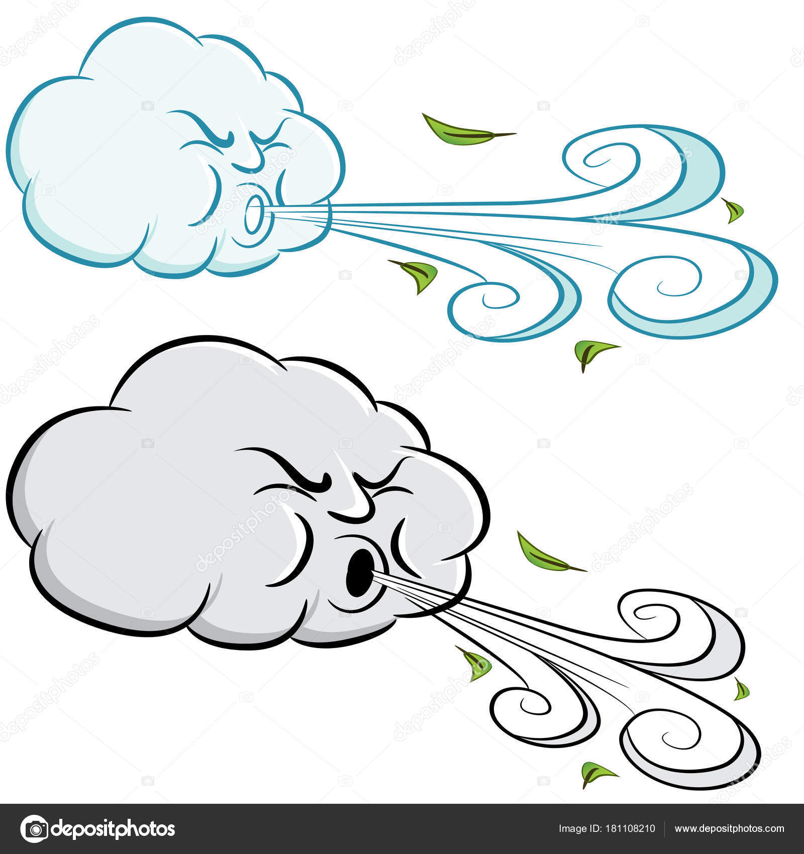 Wind with leaves windy weather forecast Royalty Free Vector