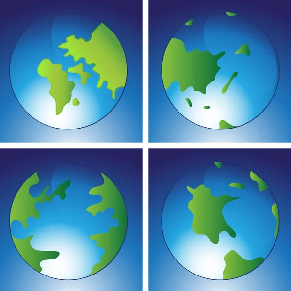 Globe Continents Ensemble d'icônes terrestres — Image vectorielle