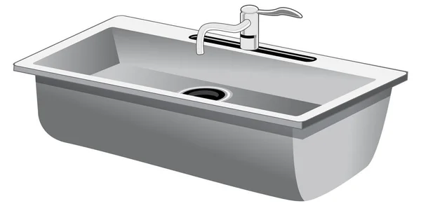 Single Basin Stainless Steel Kitchen Sink — Stock Vector