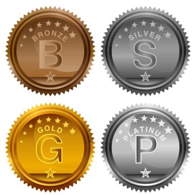 Bronz Gümüş altın Platin ödül paralar