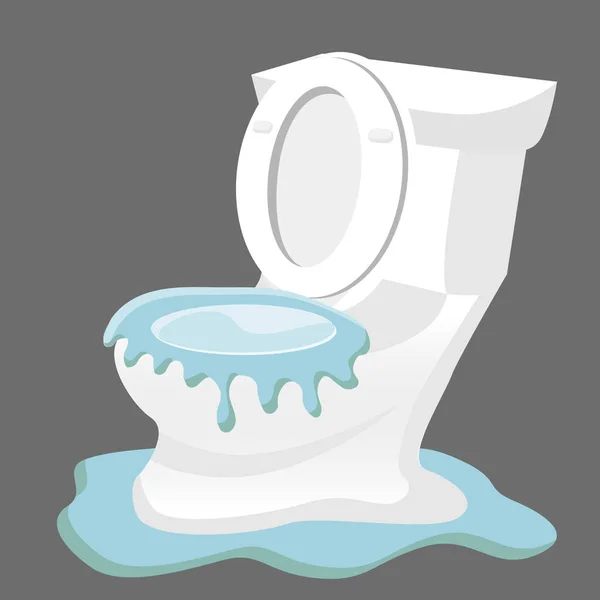 Broken Toilet Overflowing — Stock Vector