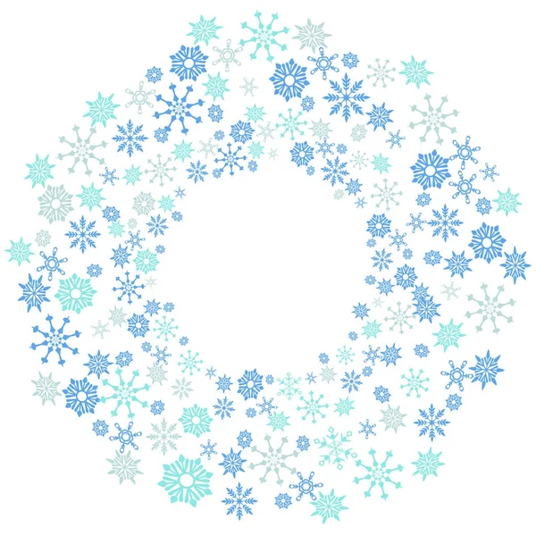 Christmas Winter Snowflake Wreath Frame — Stock Vector