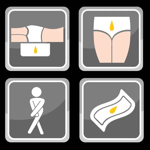 Ensemble d'icônes de protection contre l'incontinence urinaire — Image vectorielle