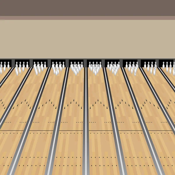 Bowling Alley Lane Pins Game — Stock Vector