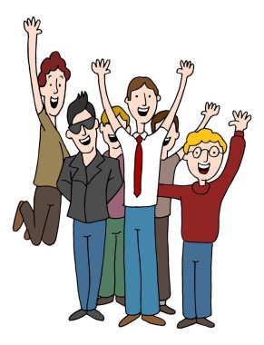 Mutlu erkek ortak çalışanlar çalışanların çizgi film ekibi