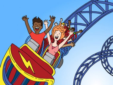 İnsanlar binicilik eğlence parkı lunapark treni