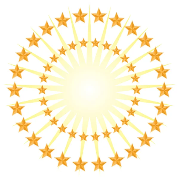 Gold Star Circle padrão de explosão de energia isolado em Backgrou branco — Vetor de Stock