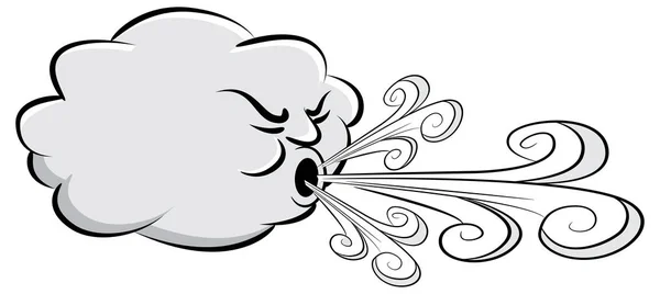 Windy Day Cloud Blowing Wind — Stock Vector