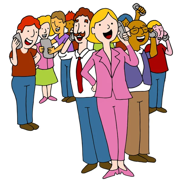 Telefonunu kullanarak insan kalabalığı