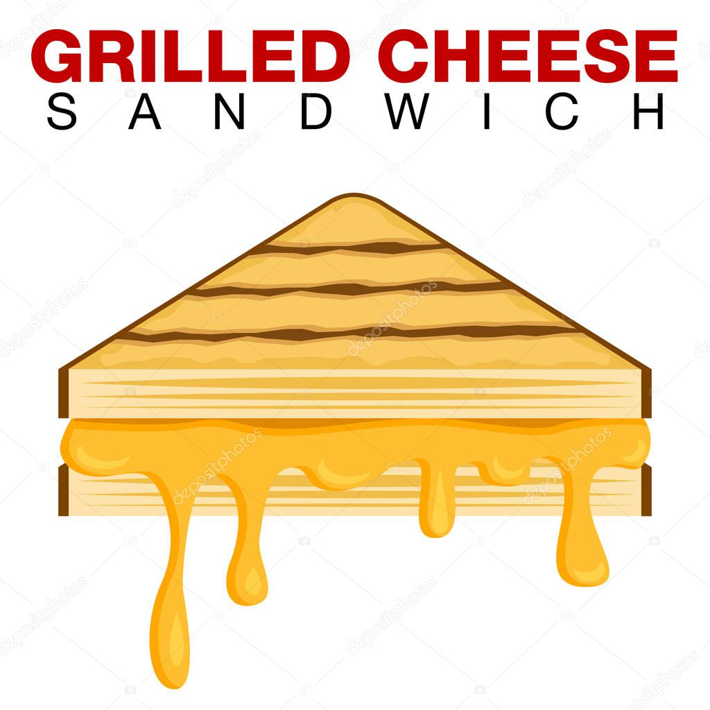Grilled Cheese Sandwich Dripping Melting Cheese Isolated on Whit
