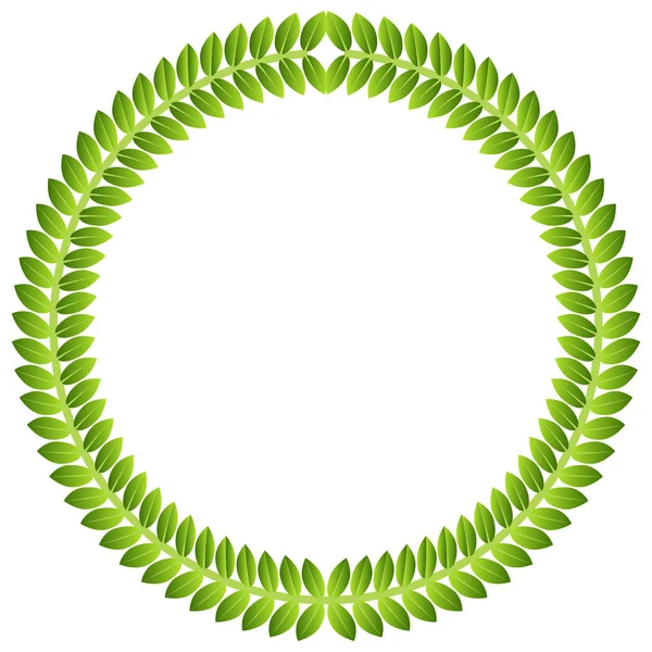 Plant Green Leaf Border Frame Round Circle Pattern — Stock Vector