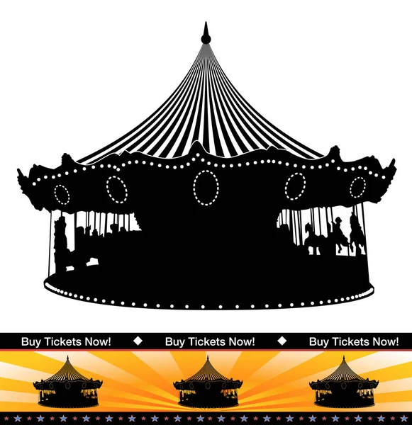 Carousel Ride Silhouette — Stock Vector