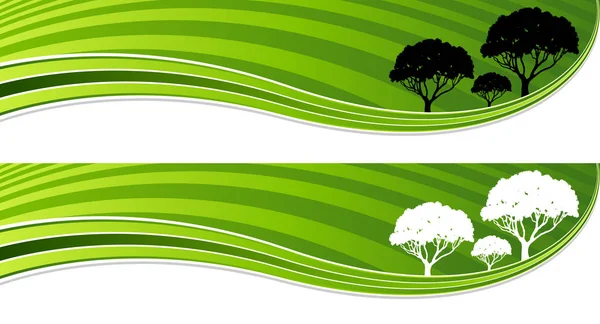 Set di banner onda energia verde albero — Vettoriale Stock