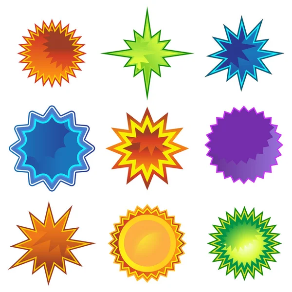 Starburst ster platte Icon Set — Stockvector