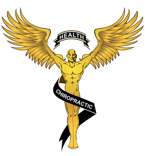 Quiropráctico Salud Gold Angel Hombre — Archivo Imágenes Vectoriales