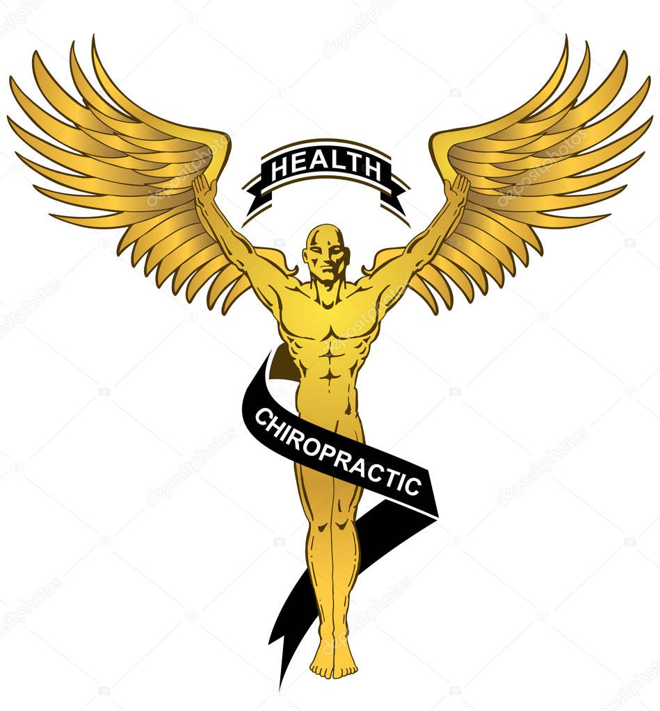 An image of a Chiropractic Health Gold Angel Man isolated on white.