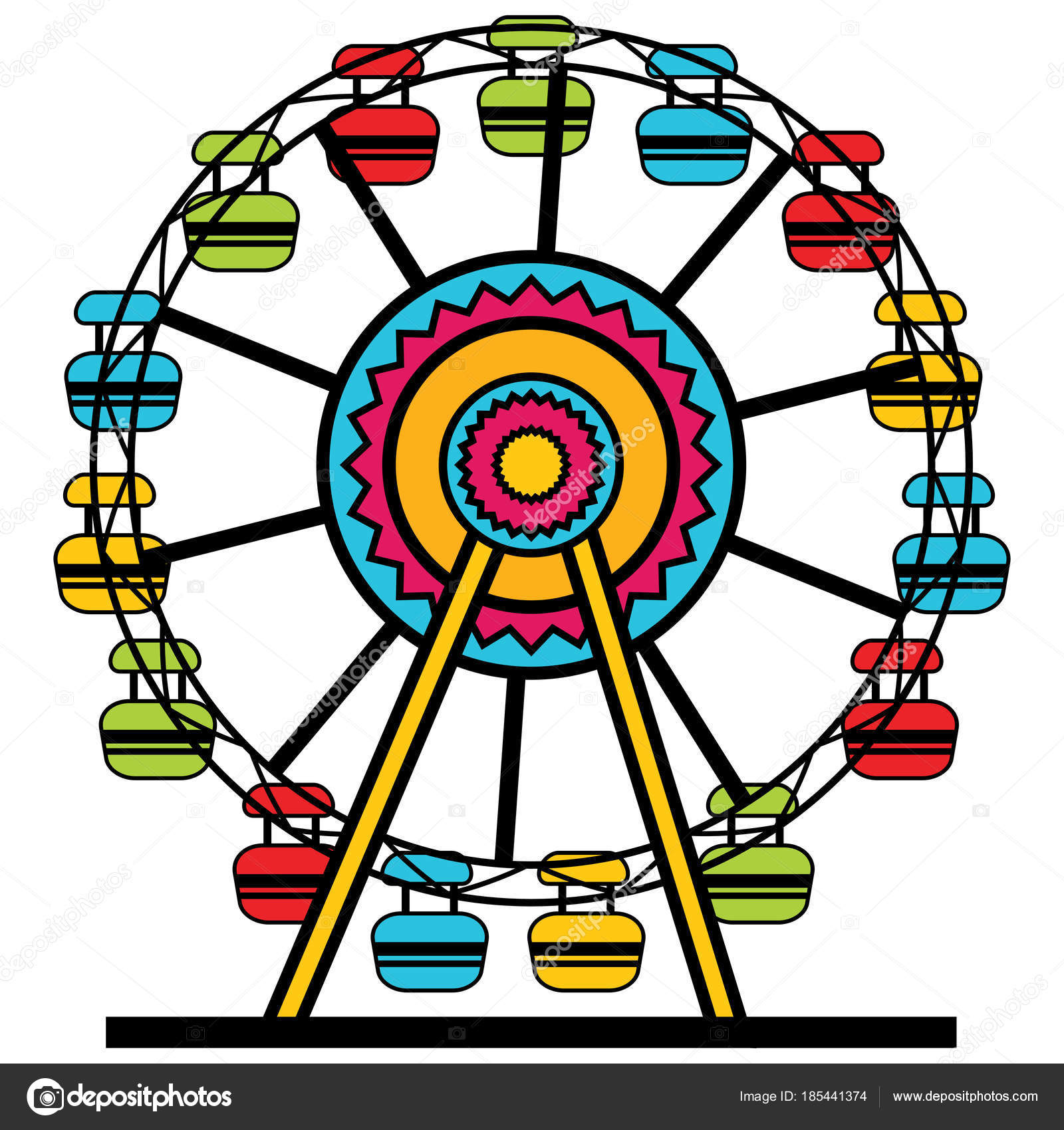 Iicture: ferris wheel cartoon | Ferris Wheel Cartoon Icon — Stock