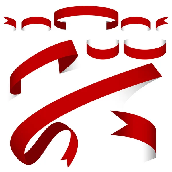 Ensemble de bannière de ruban rouge tissé laqué — Image vectorielle