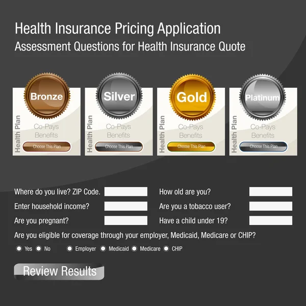 Formulaire de demande de prix de l'assurance maladie — Image vectorielle