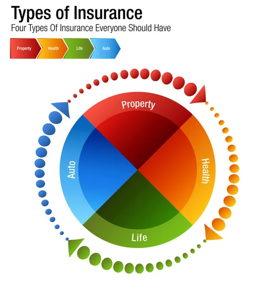 Tipos de Seguro Propriedade Saúde Vida Auto Gráfico —  Vetores de Stock