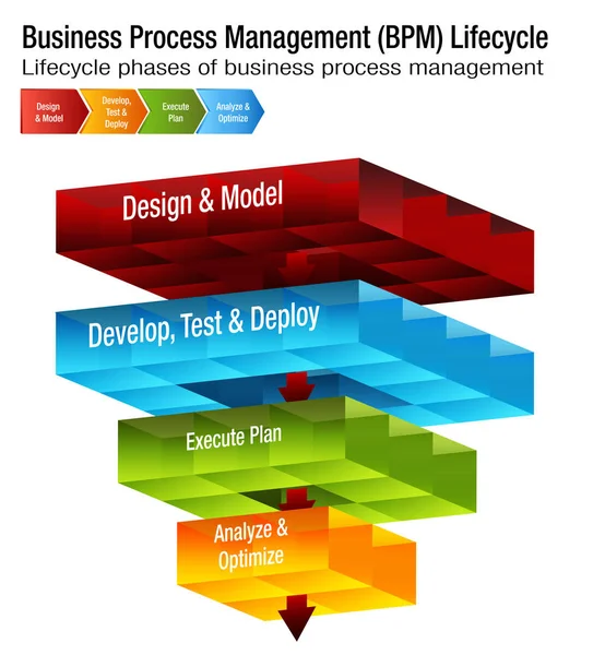 业务流程管理生命周期 Bpm 图表 — 图库矢量图片