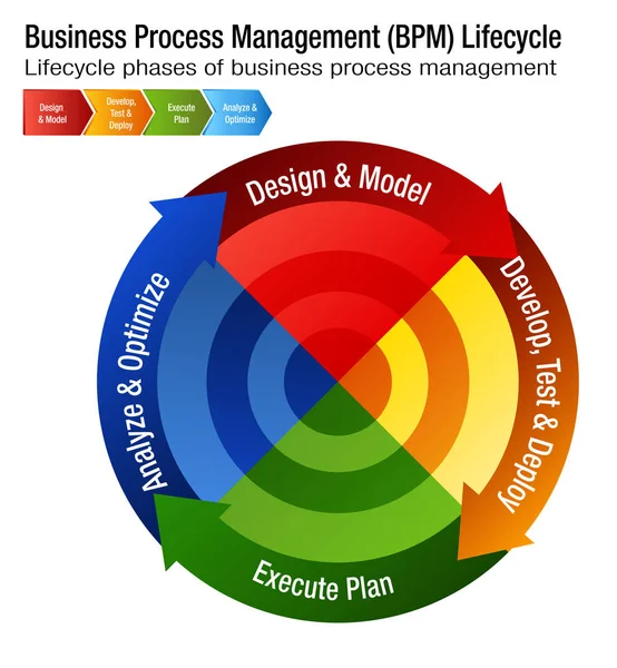 Gestión de procesos empresariales Ciclo de vida Gráfico BPM — Vector de stock