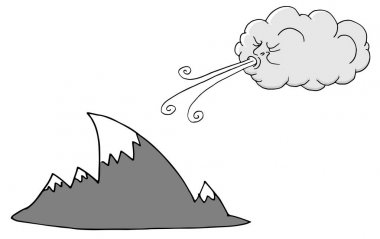 Windy Day Mountains and Cloud Blowing Wind clipart