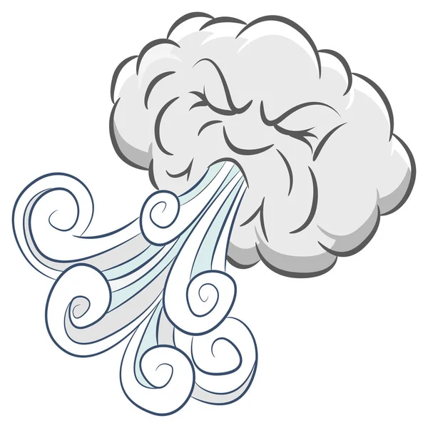 Powerful Angry Cloud Blowing Wind — Stock Vector