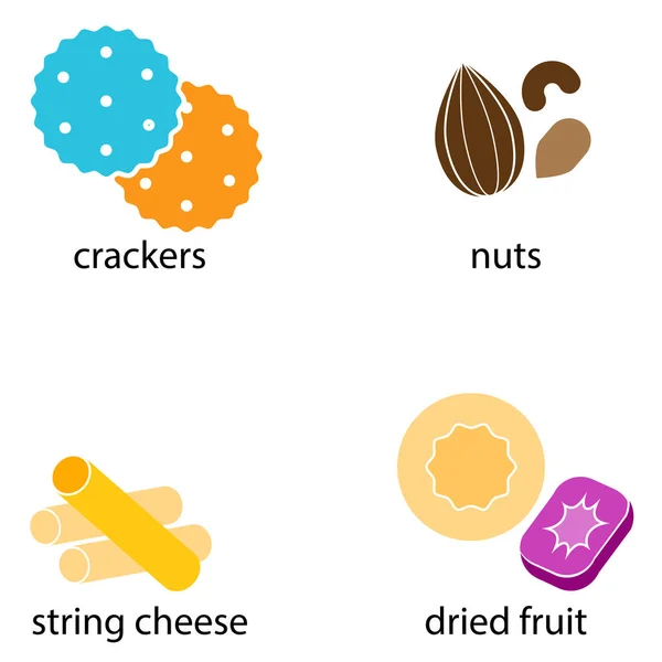 Galletas Nueces Cadena Queso Fruta Snack Alimentos — Archivo Imágenes Vectoriales