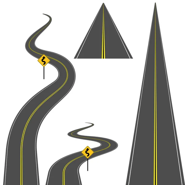 Winidng två Lane Highway Road Set — Stock vektor