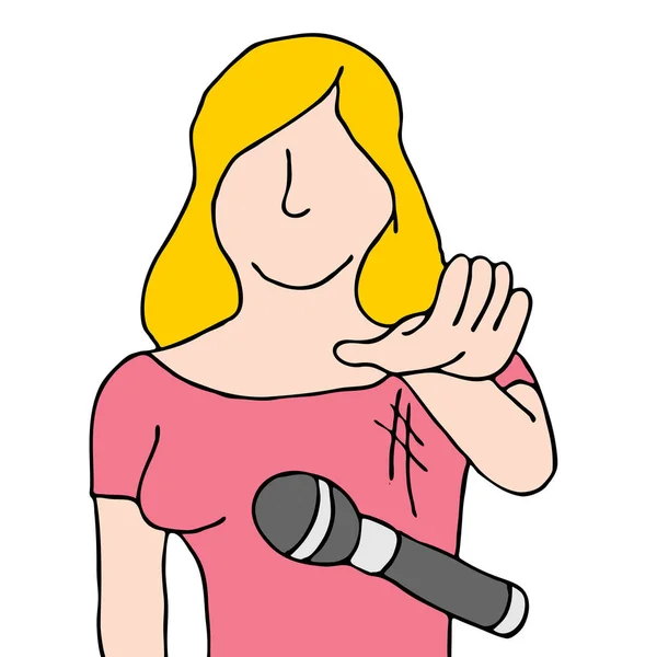 Woman dropping the microphone — Stock Vector