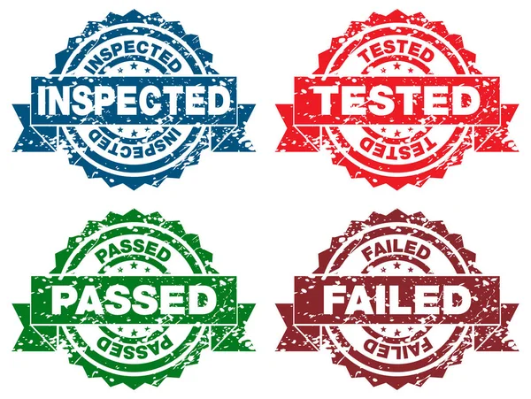 Inspected Tested Passed Failed Stamps — Stock Vector