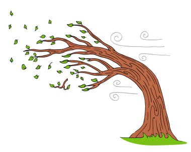 Blowing Wind Windy Day Bending Tree clipart