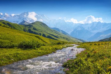 Güzel dağ dere renkli taşlarla. 
