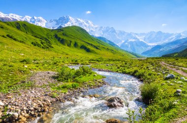 Güzel dağ dere renkli taşlarla. 