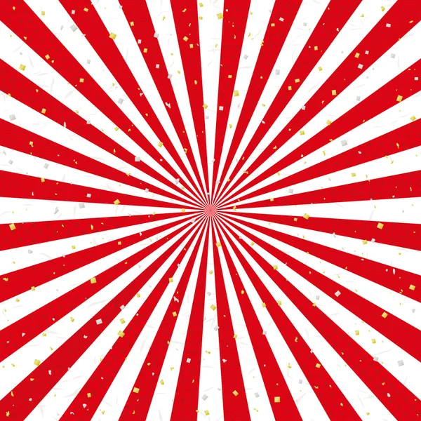 Röda och vita radiella bakgrund med japansk traditionell design. Golden och silver blad. — Stock vektor