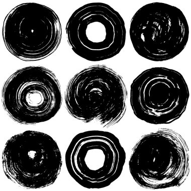 Siyah daire kümesi. fırça darbesi.