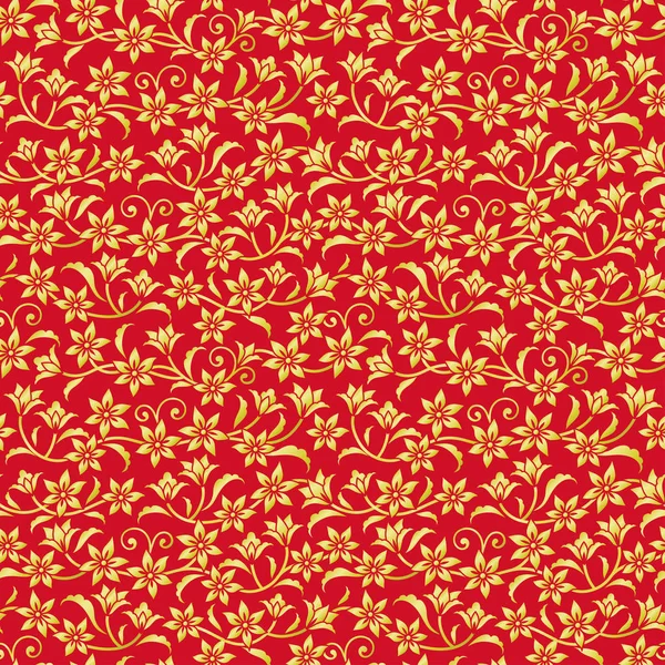 Fondo rojo chino con flores rojas . — Archivo Imágenes Vectoriales