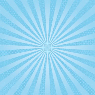 Açık mavi radyal renkli Japon geleneksel tasarım ile.