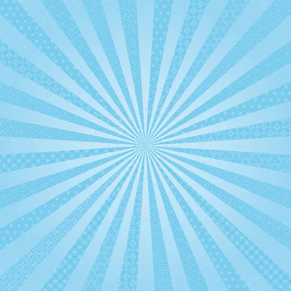 Ljusblå radiella bakgrund med japansk traditionell design. — Stock vektor