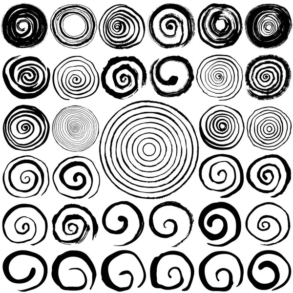 Ensemble de coups de pinceau cercle grunge . — Image vectorielle