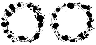 Grunge daire fırça darbeleri kümesi.