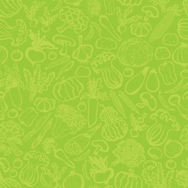 Elle çizilmiş yeşil sebzeli kusursuz desen..