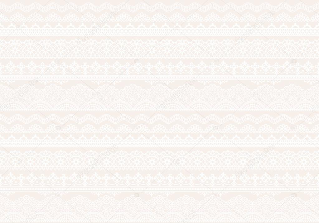 white background of lace trims.