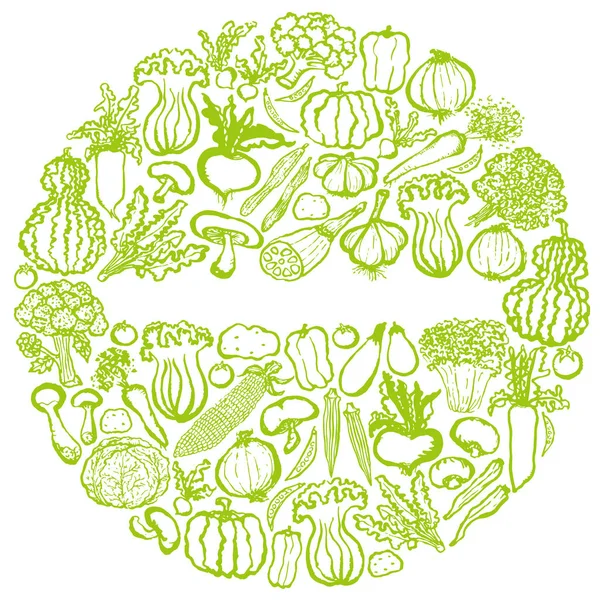 sebze daire. çizilmiş resimler el.