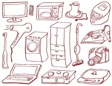 Ev elektroniği kümesi.