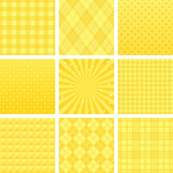 Conjunto Patrones Amarillos Ilustración Vectorial — Archivo Imágenes Vectoriales