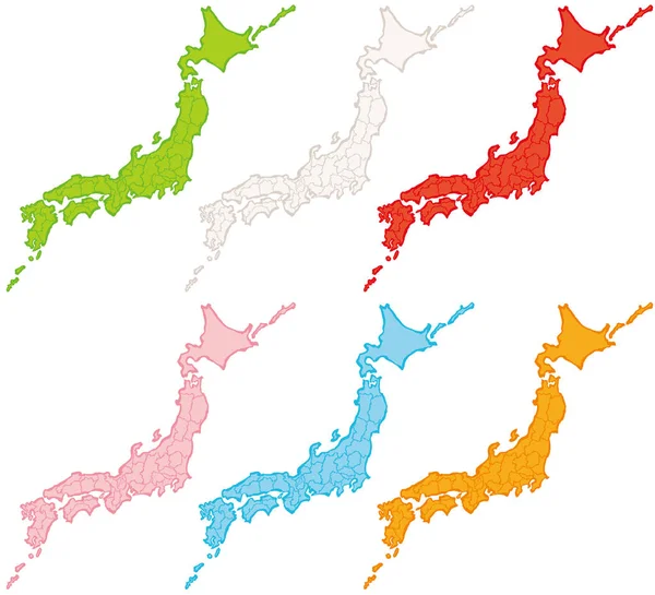 Χάρτη Της Ιαπωνίας Νομούς Της Ιαπωνίας Χέρι Συρμένη Απεικόνιση — Διανυσματικό Αρχείο