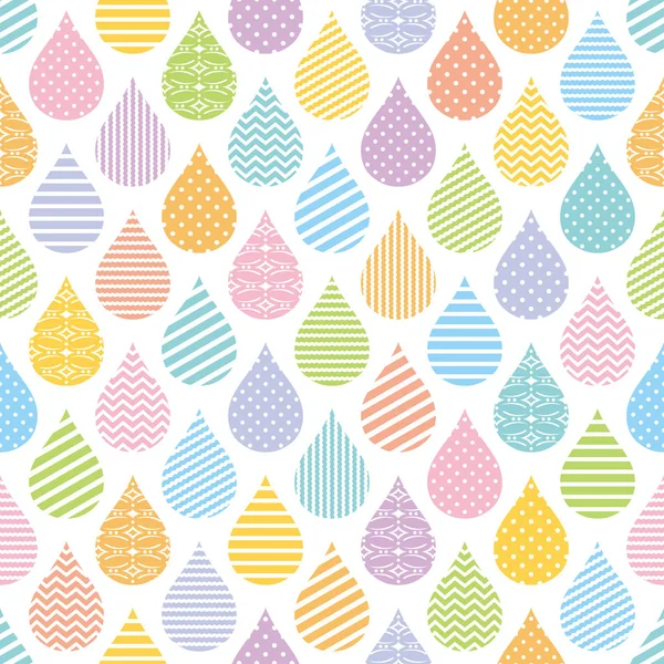 Seamless Pattern Colorful Decorative Raindrops — Stock Vector