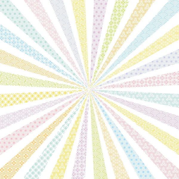 Colorful Radial Background Japanese Traditional Design — Stock Vector
